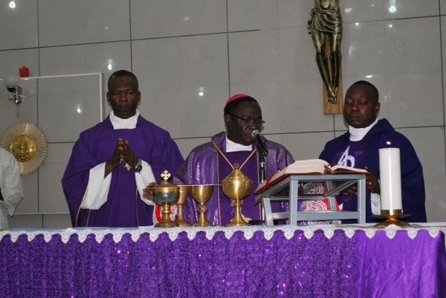 Bishop Matthew Kukah concelebrating the Plenary Opening Mass