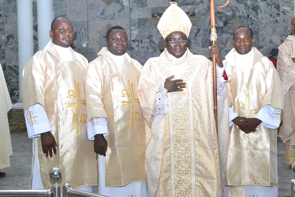 Bishop kukah with the new ordained decons