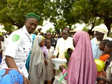 Bishop Kukah visits IDP in Gandi, Donates Relieve Items
